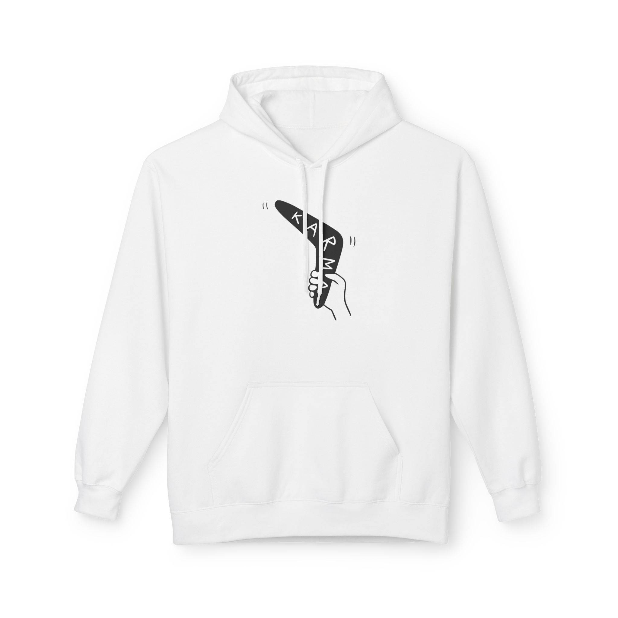 Karma Boomerang Unisex Softstyle Fleece Hoodie – Dark Symbolic Minimalist Design