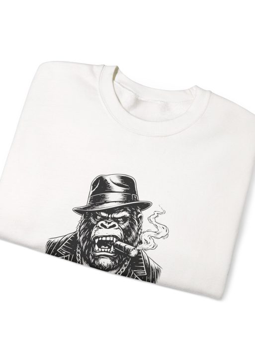 Gangster Gorilla Sweatshirt – Soft Fleece Unisex Crewneck, Urban Streetwear Gorilla Graphic Pullover