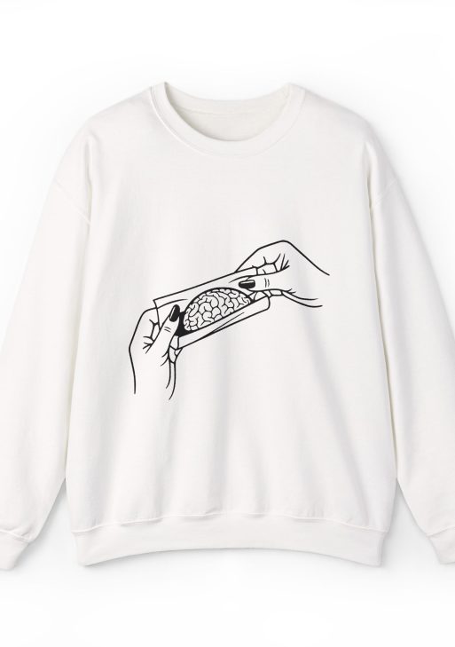 Rolling Brain Graphic Sweatshirt – Creative Mind Design Soft Fleece Unisex Crewneck Pullover