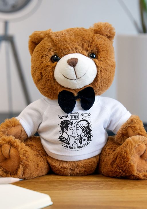 Forever Love Teddy Bear with T-Shirt – Valentine’s Day Plush Gift, Romantic Cute Bear for Girlfriend, Boyfriend & Couples