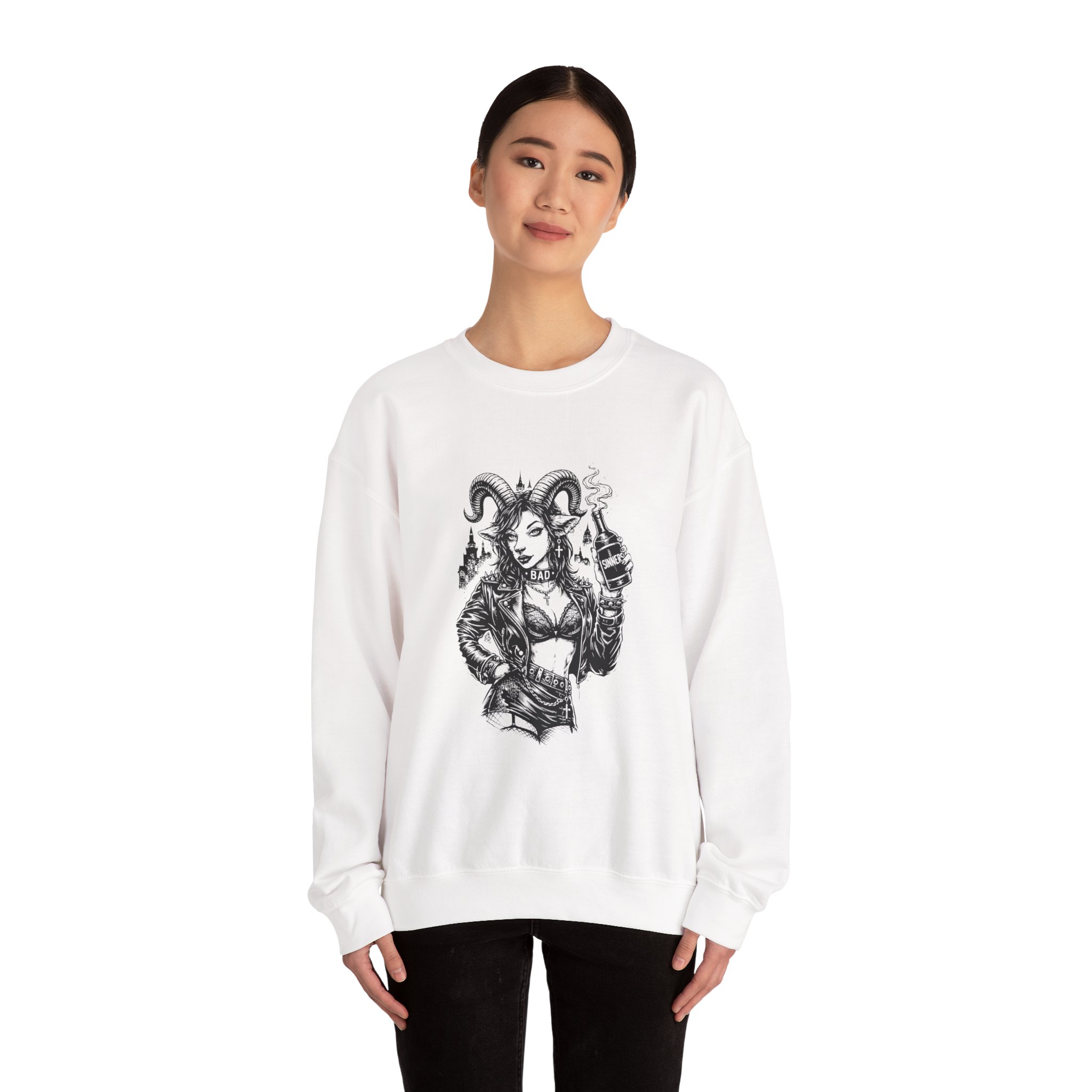 Demonic Goth Goat Sweatshirt – Soft Fleece Unisex Crewneck, Dark Gothic Occult Graphic Streetwear Pullover 3 Demonic Goth Goat Sweatshirt – Soft Fleece Unisex Crewneck, Dark Gothic Occult Graphic Streetwear Pullover - Image 2