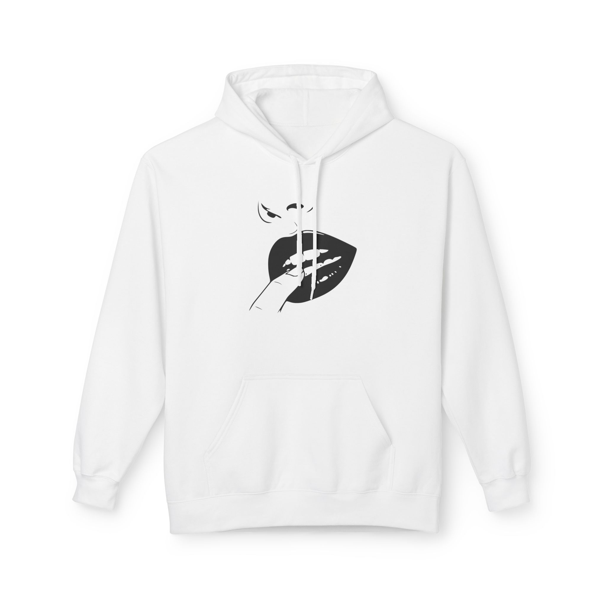 Finger Biting Graphic Design – Edgy Dark Art Illustration, Bold Minimal Aesthetic, Modern Streetwear Print