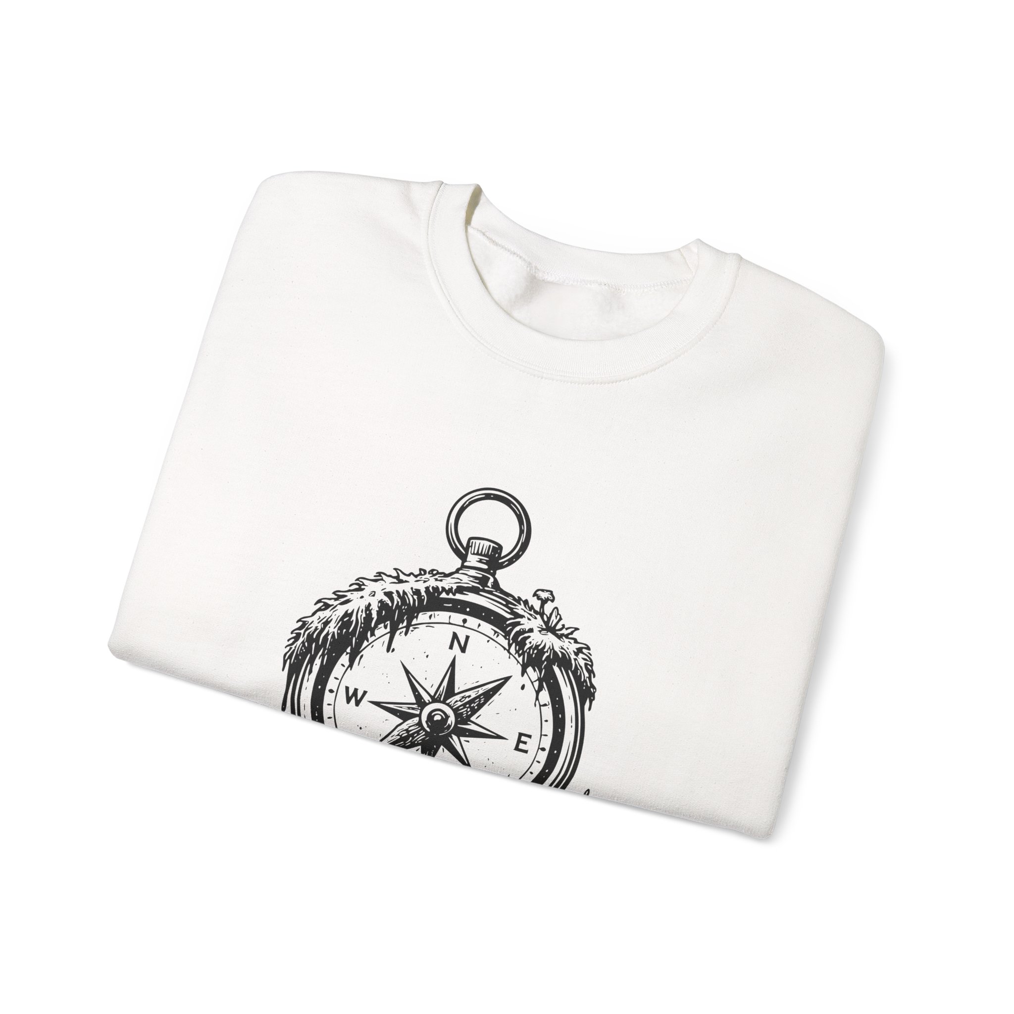 Nature Compass Sweatshirt – Soft Fleece Unisex Crewneck, Outdoor Adventure Compass Graphic Pullover 2 Nature Compass Sweatshirt – Soft Fleece Unisex Crewneck, Outdoor Adventure Compass Graphic Pullover - Image 1