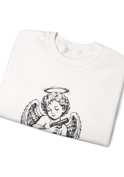 Innocence with a Trigger Sweatshirt – Soft Fleece Dark Art Crewneck, Valentine’s Day Emotional Graphic Unisex Pullover