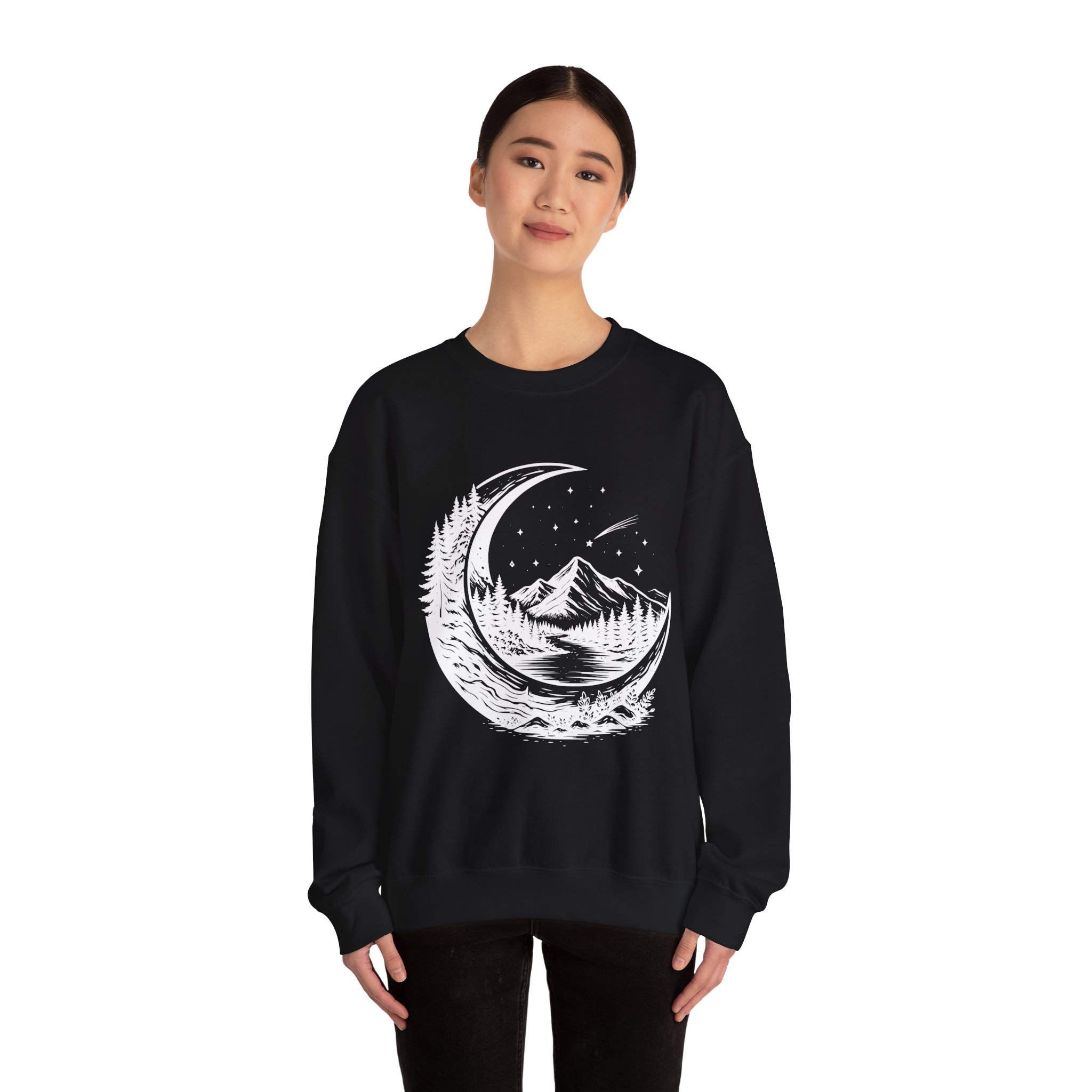 Nature Crescent Moon Sweatshirt – Soft Fleece Unisex Crewneck, Minimal Mystical Graphic Pullover for Streetwear 9 Nature Crescent Moon Sweatshirt – Soft Fleece Unisex Crewneck, Minimal Mystical Graphic Pullover for Streetwear - Image 8