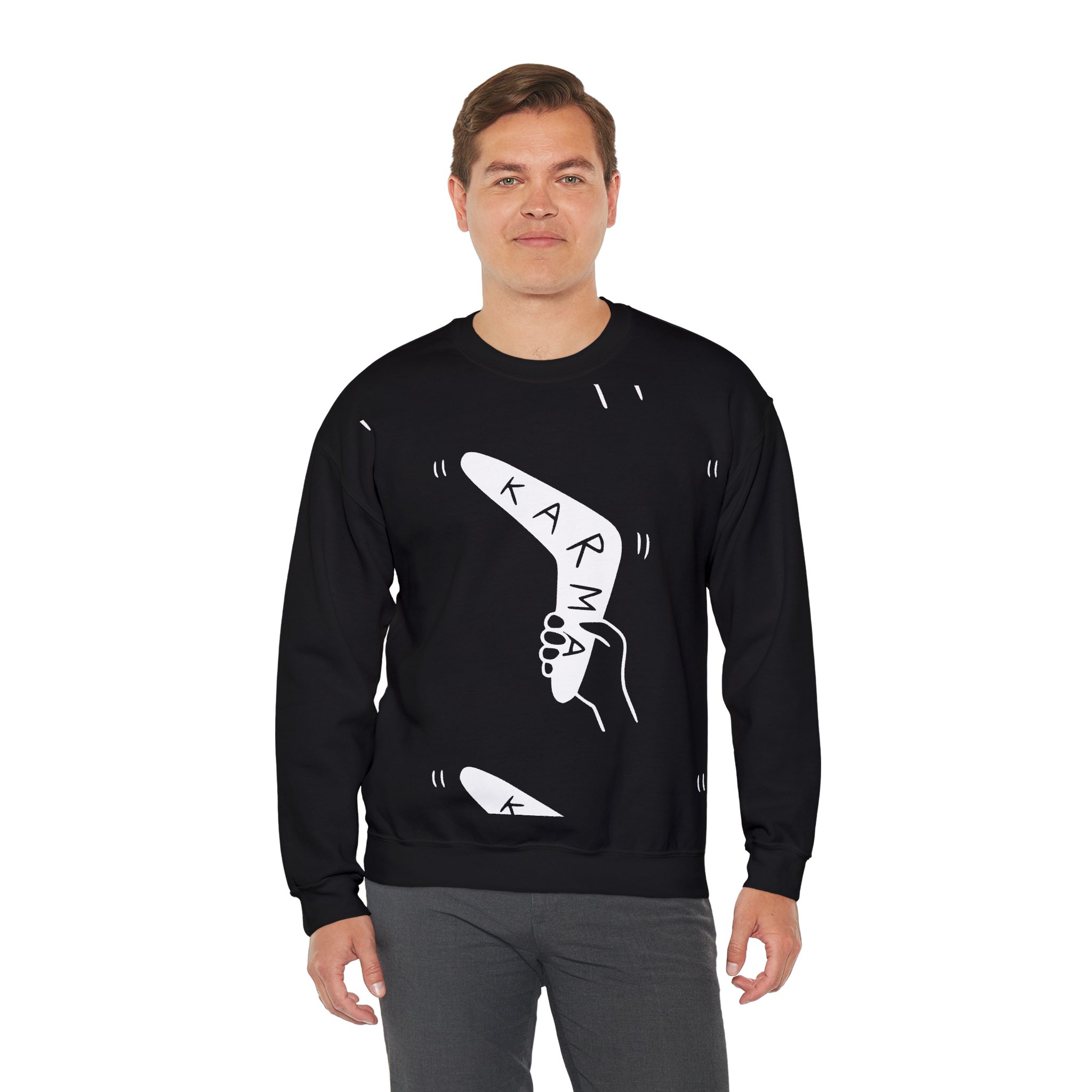 Karma Boomerang Sweatshirt – Soft Fleece Graphic Crewneck, What Goes Around Comes Around Unisex Pullover 10 Karma Boomerang Sweatshirt – Soft Fleece Graphic Crewneck, What Goes Around Comes Around Unisex Pullover - Image 9
