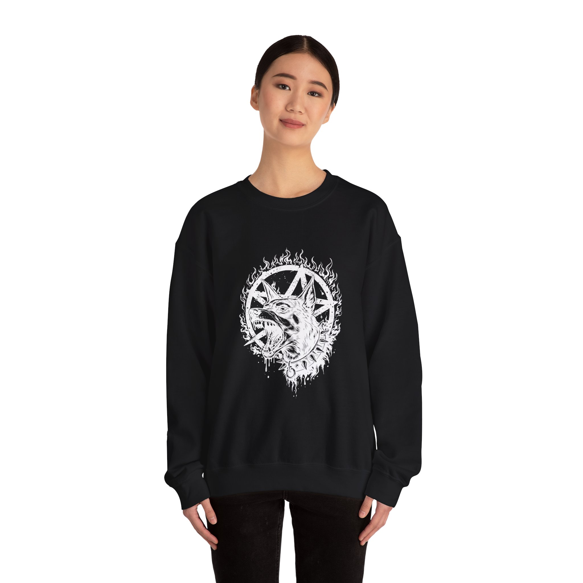 Pentagram Doberman Sweatshirt – Soft Fleece Unisex Crewneck, Dark Dog Graphic Gothic Streetwear Pullover 9 Pentagram Doberman Sweatshirt – Soft Fleece Unisex Crewneck, Dark Dog Graphic Gothic Streetwear Pullover - Image 8