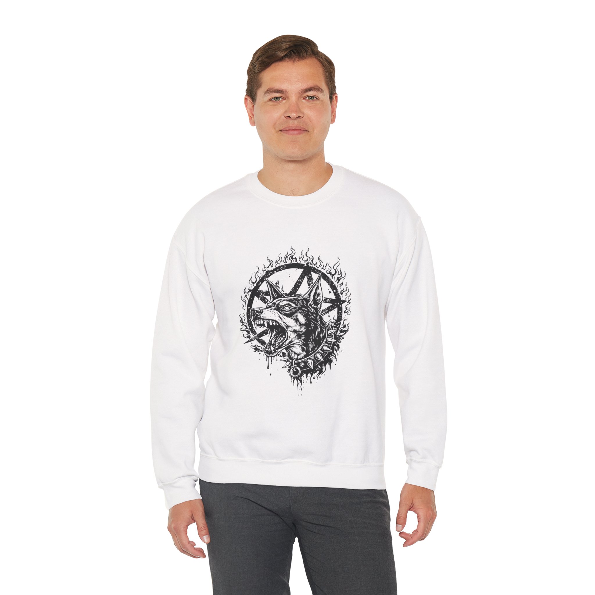 Pentagram Doberman Sweatshirt – Soft Fleece Unisex Crewneck, Dark Dog Graphic Gothic Streetwear Pullover 4 Pentagram Doberman Sweatshirt – Soft Fleece Unisex Crewneck, Dark Dog Graphic Gothic Streetwear Pullover - Image 3