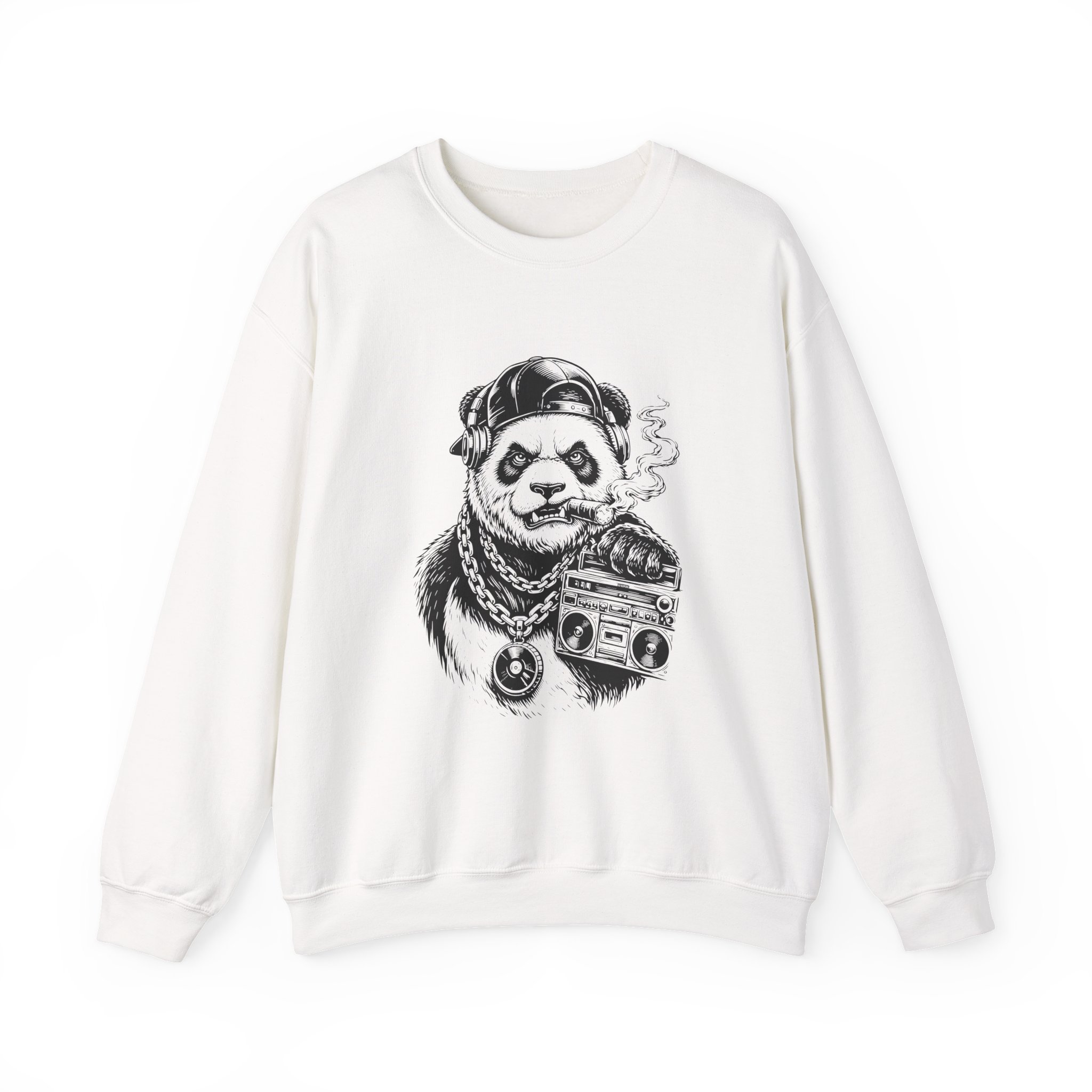 Hip Hop Panda Sweatshirt – Soft Fleece Unisex Crewneck, Urban Streetwear Panda Graphic Pullover