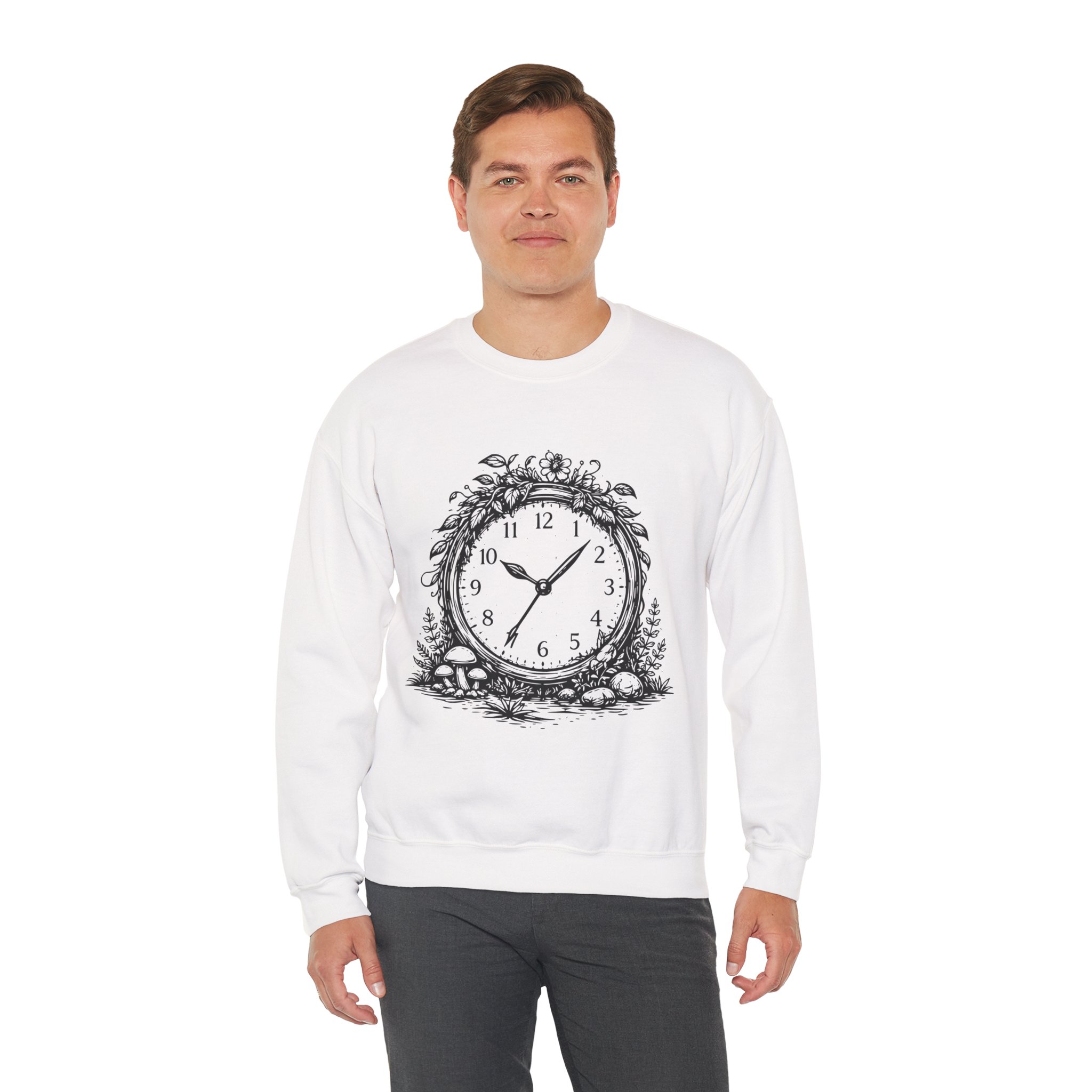 Nature Clock Sweatshirt – Soft Fleece Unisex Crewneck, Time and Nature Graphic Cozy Pullover 4 Nature Clock Sweatshirt – Soft Fleece Unisex Crewneck, Time and Nature Graphic Cozy Pullover - Image 3