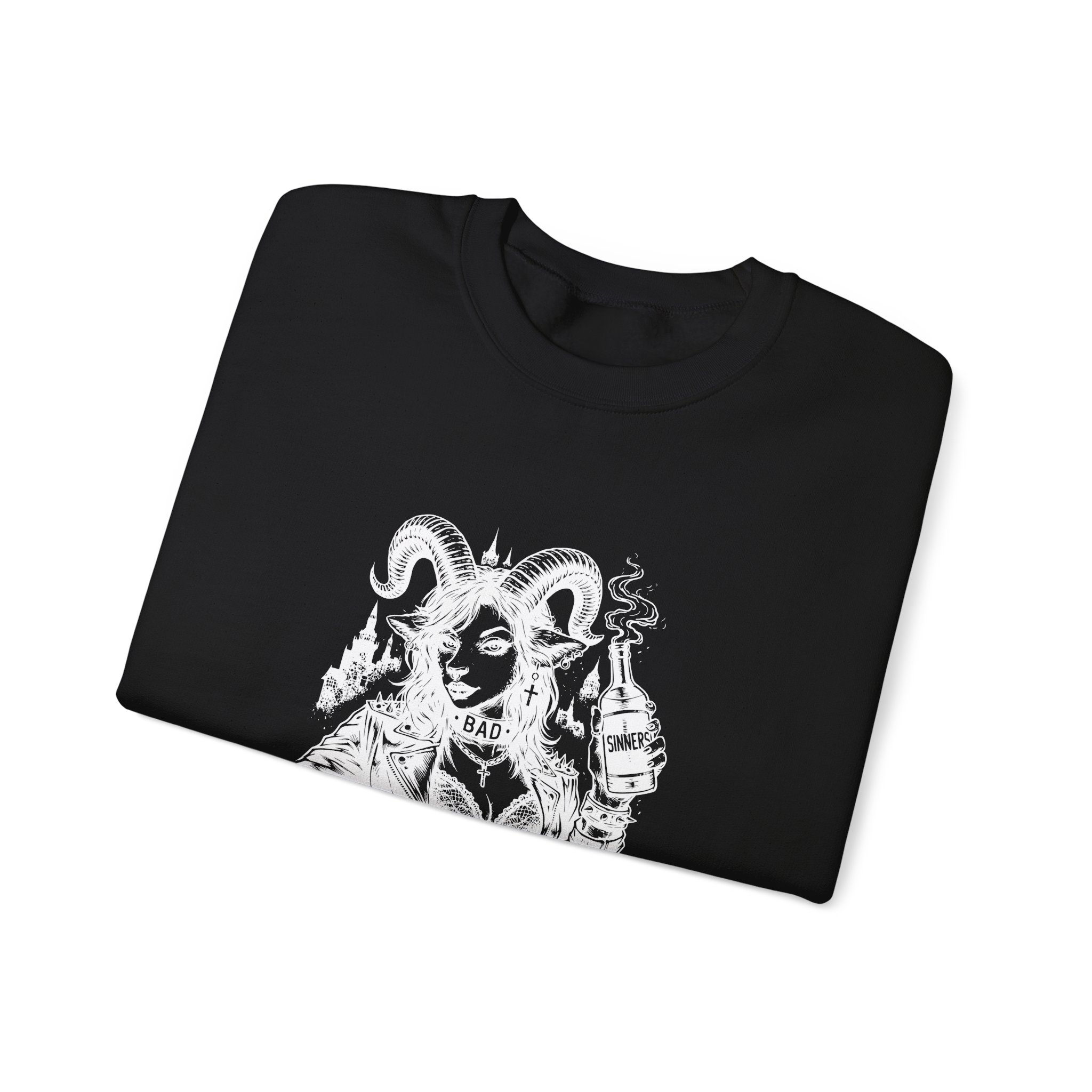 Demonic Goth Goat Sweatshirt – Soft Fleece Unisex Crewneck, Dark Gothic Occult Graphic Streetwear Pullover 8 Demonic Goth Goat Sweatshirt – Soft Fleece Unisex Crewneck, Dark Gothic Occult Graphic Streetwear Pullover - Image 7