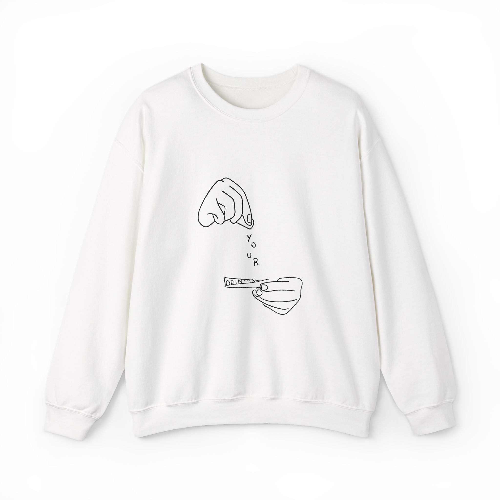 Your Opinion Sweatshirt – Soft Fleece Statement Crewneck, Minimal Typography Unisex Pullover 1 Your Opinion Graphic Soft Fleece Sweatshirt, Minimalist Statement Text Unisex Crewneck, Modern Streetwear Casual Pullover, Gildan 18000