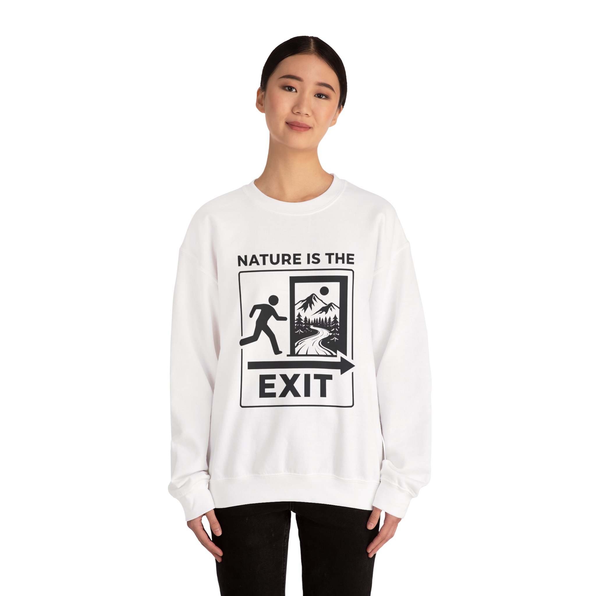 Nature Is The Exit Sweatshirt – Soft Fleece Unisex Crewneck, Nature Quote Graphic Cozy Pullover 3 Nature Is The Exit Sweatshirt – Soft Fleece Unisex Crewneck, Nature Quote Graphic Cozy Pullover - Image 2