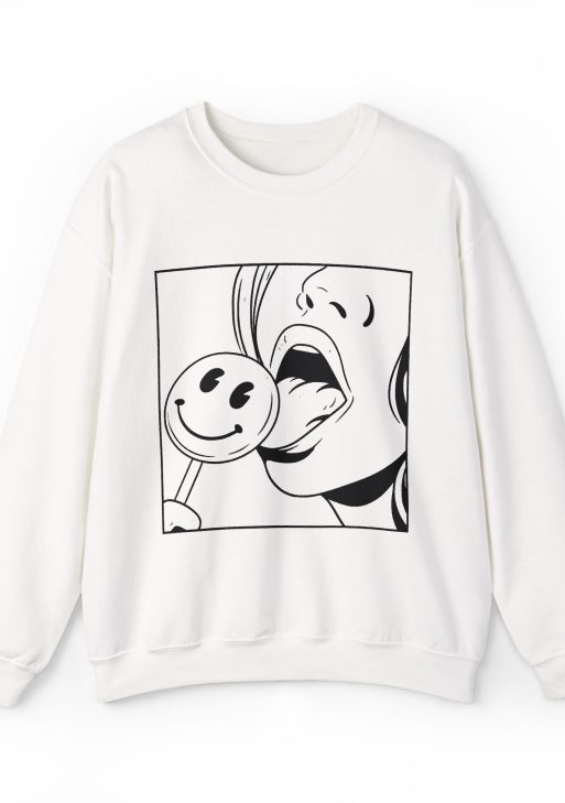 Lollipop Graphic Sweatshirt – Edgy Pop Art Soft Fleece Unisex Crewneck