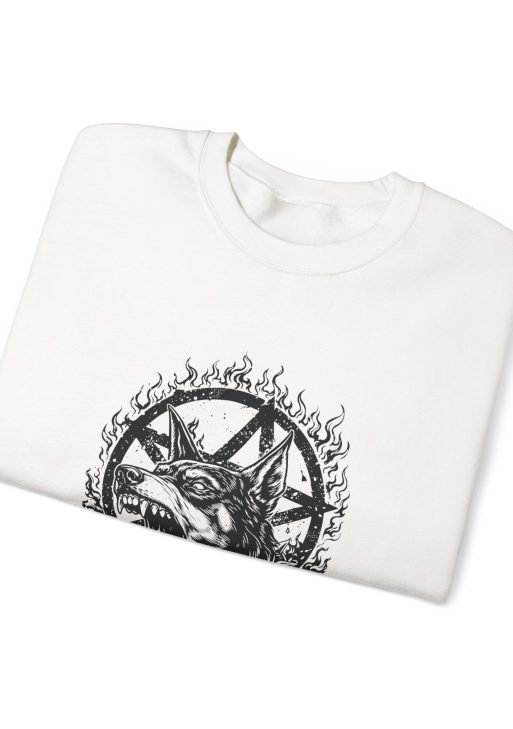 Pentagram Doberman Sweatshirt – Soft Fleece Unisex Crewneck, Dark Dog Graphic Gothic Streetwear Pullover