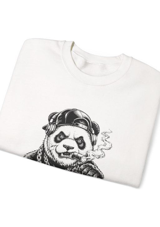 Hip Hop Panda Sweatshirt – Soft Fleece Unisex Crewneck, Urban Streetwear Panda Graphic Pullover