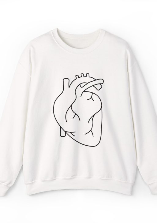 Heart Graphic Sweatshirt – Soft Fleece Love Design Crewneck, Minimal Unisex Pullover