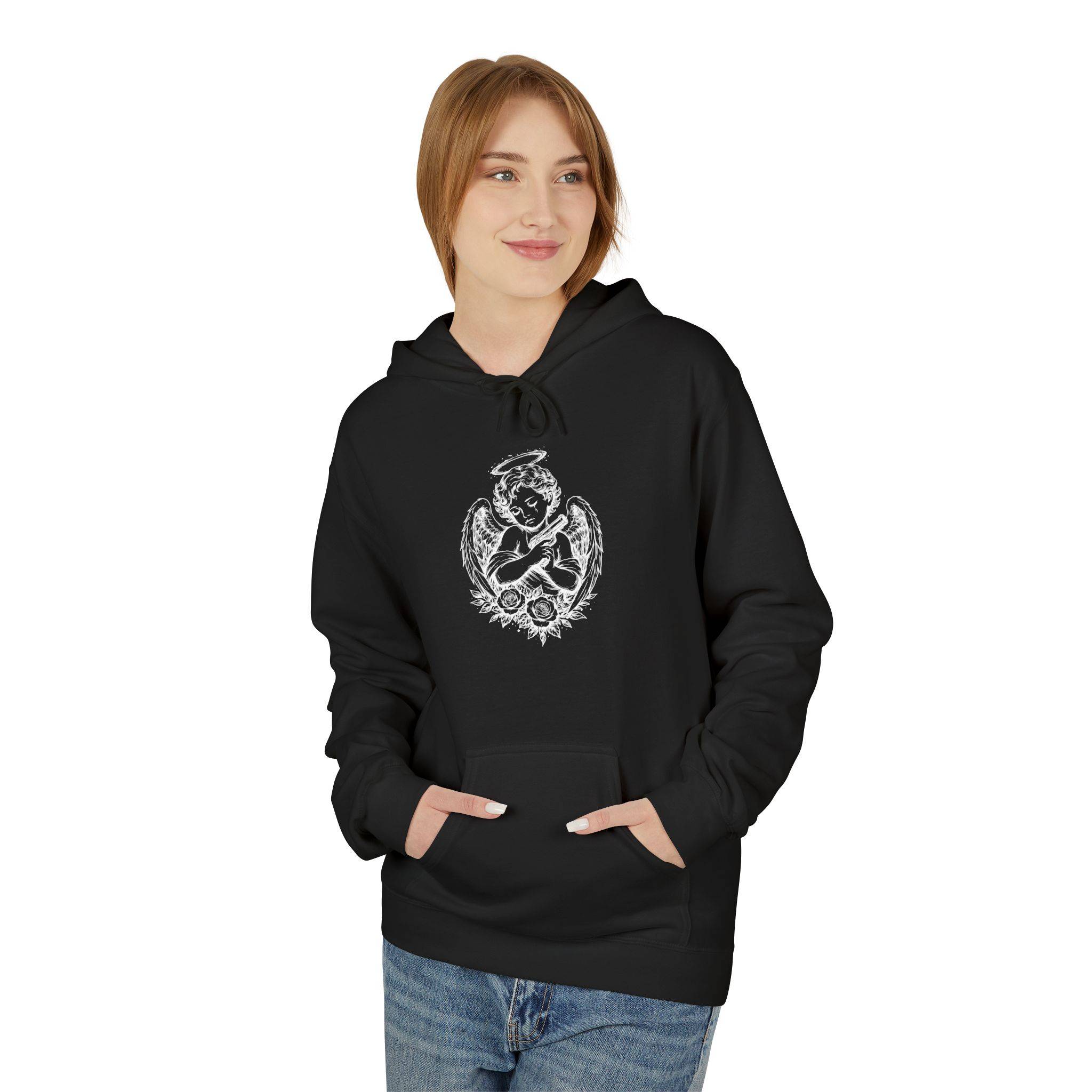 Innocence with a Trigger Unisex Softstyle Fleece Hoodie – Dark Symbolic Minimalist Design 7 Innocence with a Trigger Unisex Softstyle Fleece Hoodie – Dark Symbolic Minimalist Design - Image 6