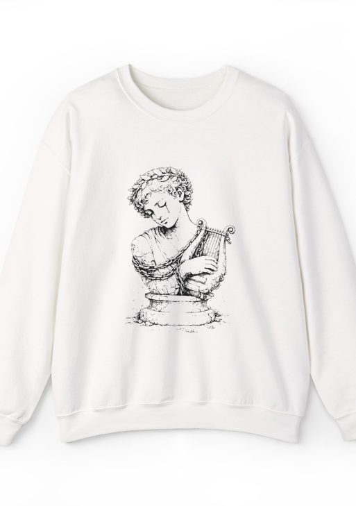 Orpheus’ Echo Sweatshirt – Soft Fleece Mythology Art Crewneck, Dark Classical Graphic Unisex Pullover