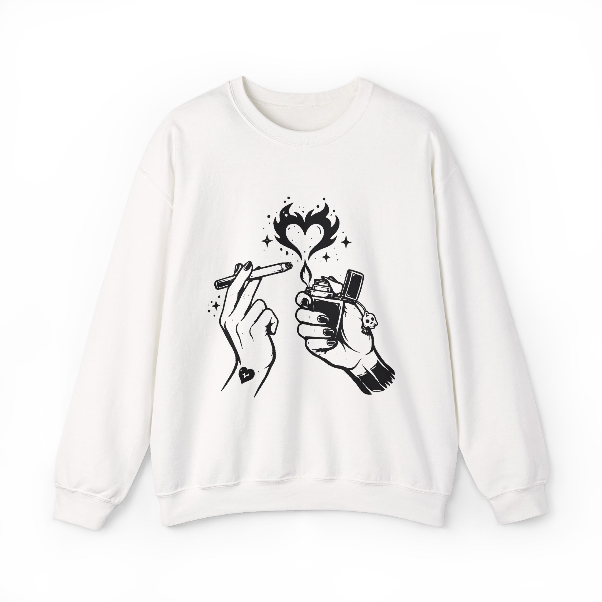 Ignited Love Valentine Sweatshirt – February 14 Romantic Flame Design, Love Heart Fire Art Unisex Crewneck