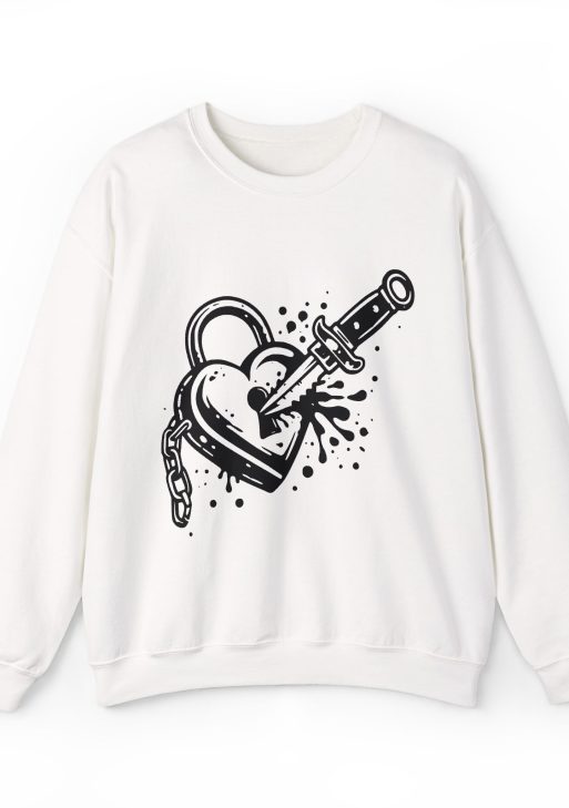 Love Lock Blade Valentine Sweatshirt – Unique February 14 Love Design, Romantic Gothic Style Unisex Crewneck