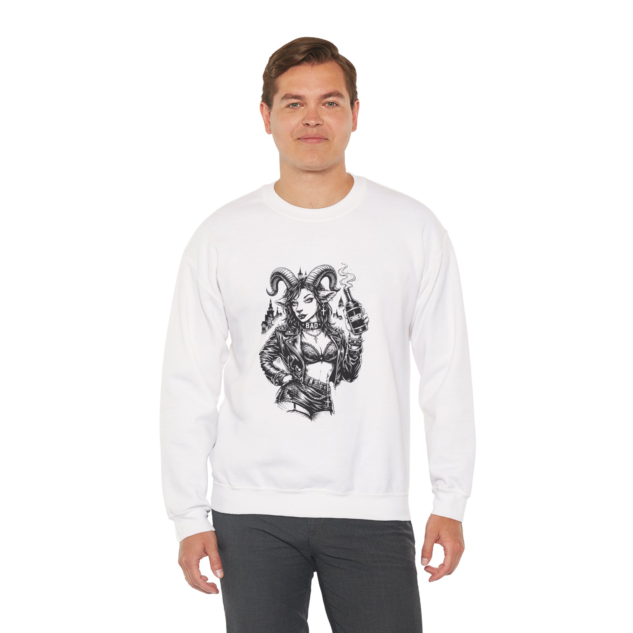 Demonic Goth Goat Sweatshirt – Soft Fleece Unisex Crewneck, Dark Gothic Occult Graphic Streetwear Pullover 4 Demonic Goth Goat Sweatshirt – Soft Fleece Unisex Crewneck, Dark Gothic Occult Graphic Streetwear Pullover - Image 3