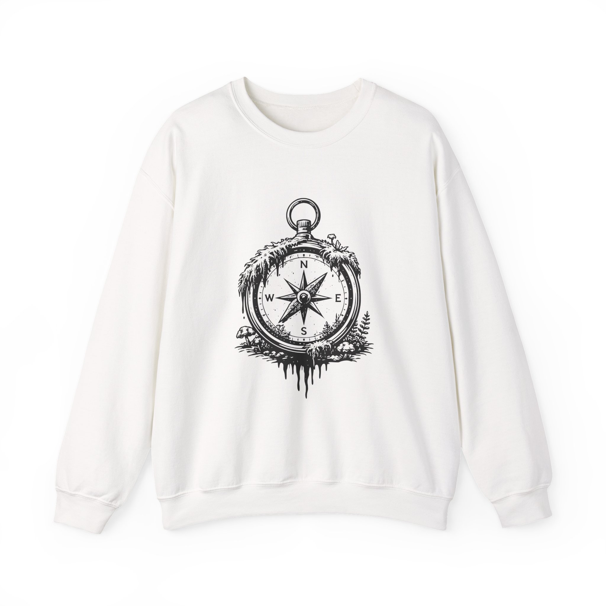 Nature Compass Sweatshirt – Soft Fleece Unisex Crewneck, Outdoor Adventure Compass Graphic Pullover 1 Nature Compass Sweatshirt, Adventure Inspired Graphic Unisex Soft Fleece Crewneck, Outdoor Explorer Streetwear Pullover