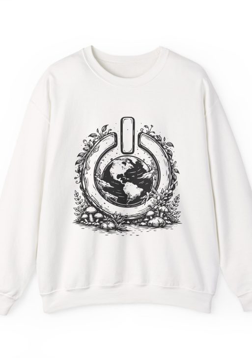 Nature Power Sweatshirt – Soft Fleece Unisex Crewneck, Minimal Nature Energy Graphic Cozy Pullover