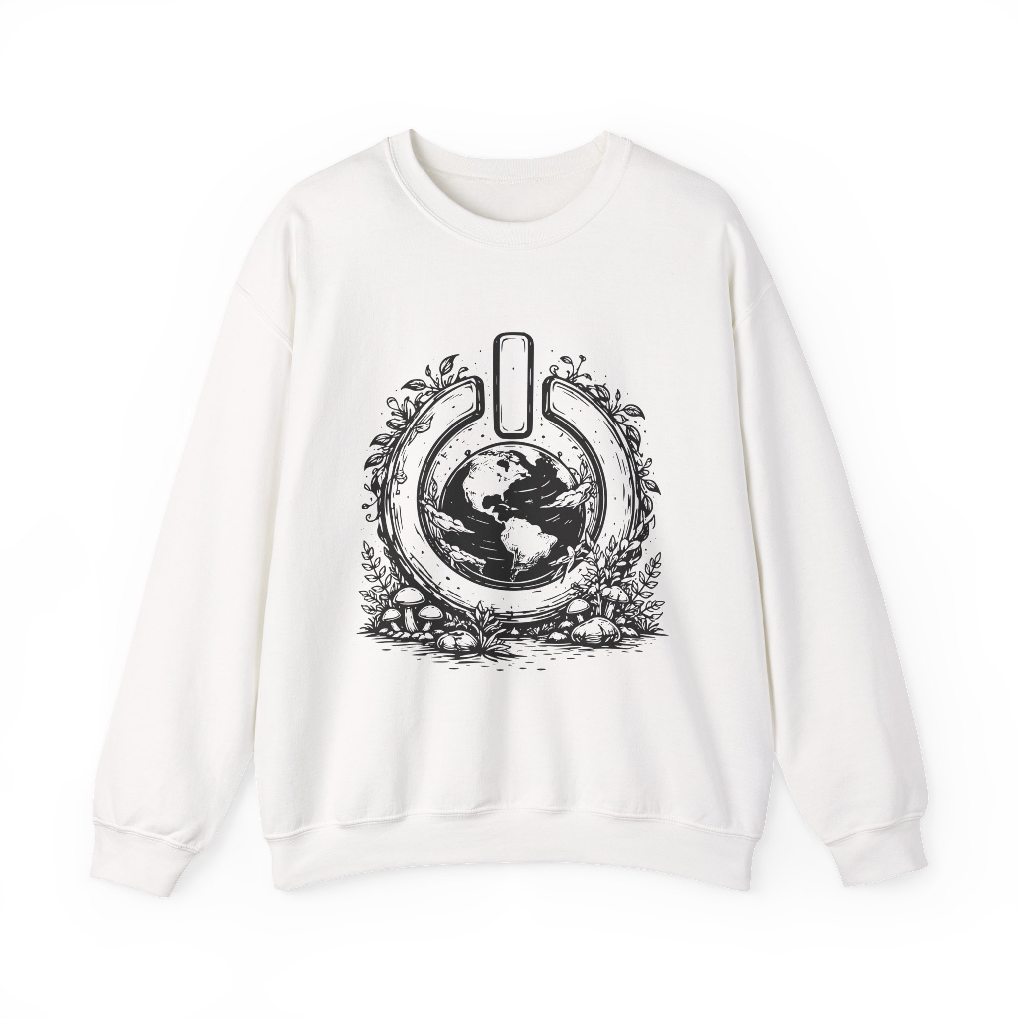 Nature Power Sweatshirt – Soft Fleece Unisex Crewneck, Minimal Nature Energy Graphic Cozy Pullover 1 Unisex minimalist nature power graphic sweatshirt in soft fleece, modern streetwear pullover symbolizing balance and strength, perfect Valentine’s Day gift for nature and energy lovers