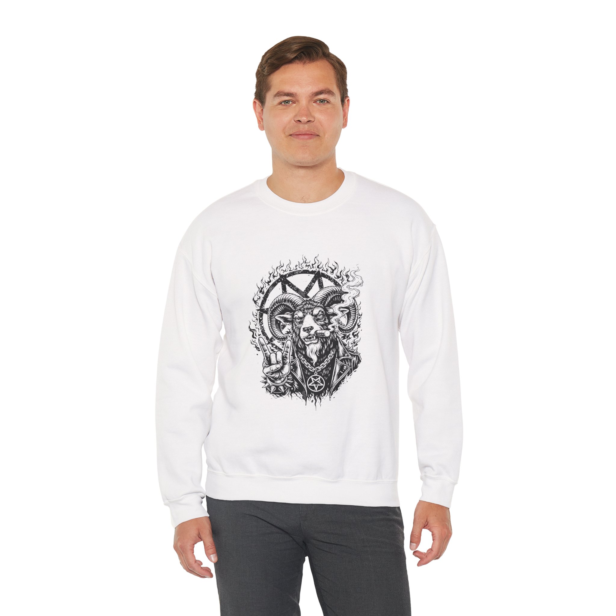 Demonic Goat Sweatshirt – Soft Fleece Unisex Crewneck, Occult Gothic Graphic Dark Streetwear Pullover 4 Demonic Goat Sweatshirt – Soft Fleece Unisex Crewneck, Occult Gothic Graphic Dark Streetwear Pullover - Image 3