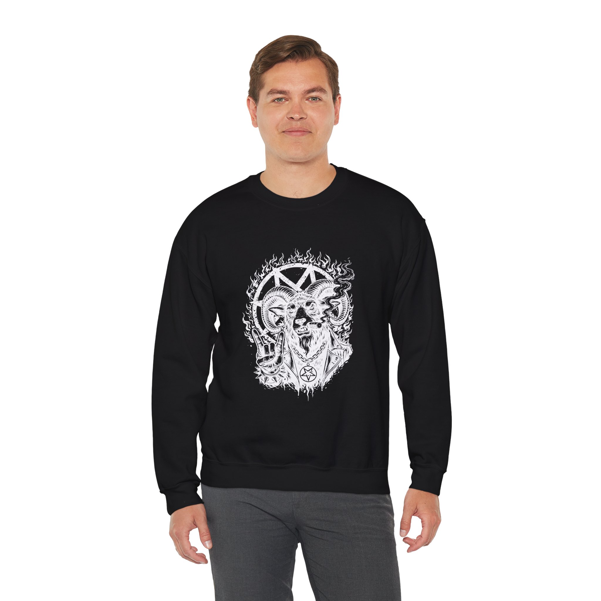 Demonic Goat Sweatshirt – Soft Fleece Unisex Crewneck, Occult Gothic Graphic Dark Streetwear Pullover 10 Demonic Goat Sweatshirt – Soft Fleece Unisex Crewneck, Occult Gothic Graphic Dark Streetwear Pullover - Image 9