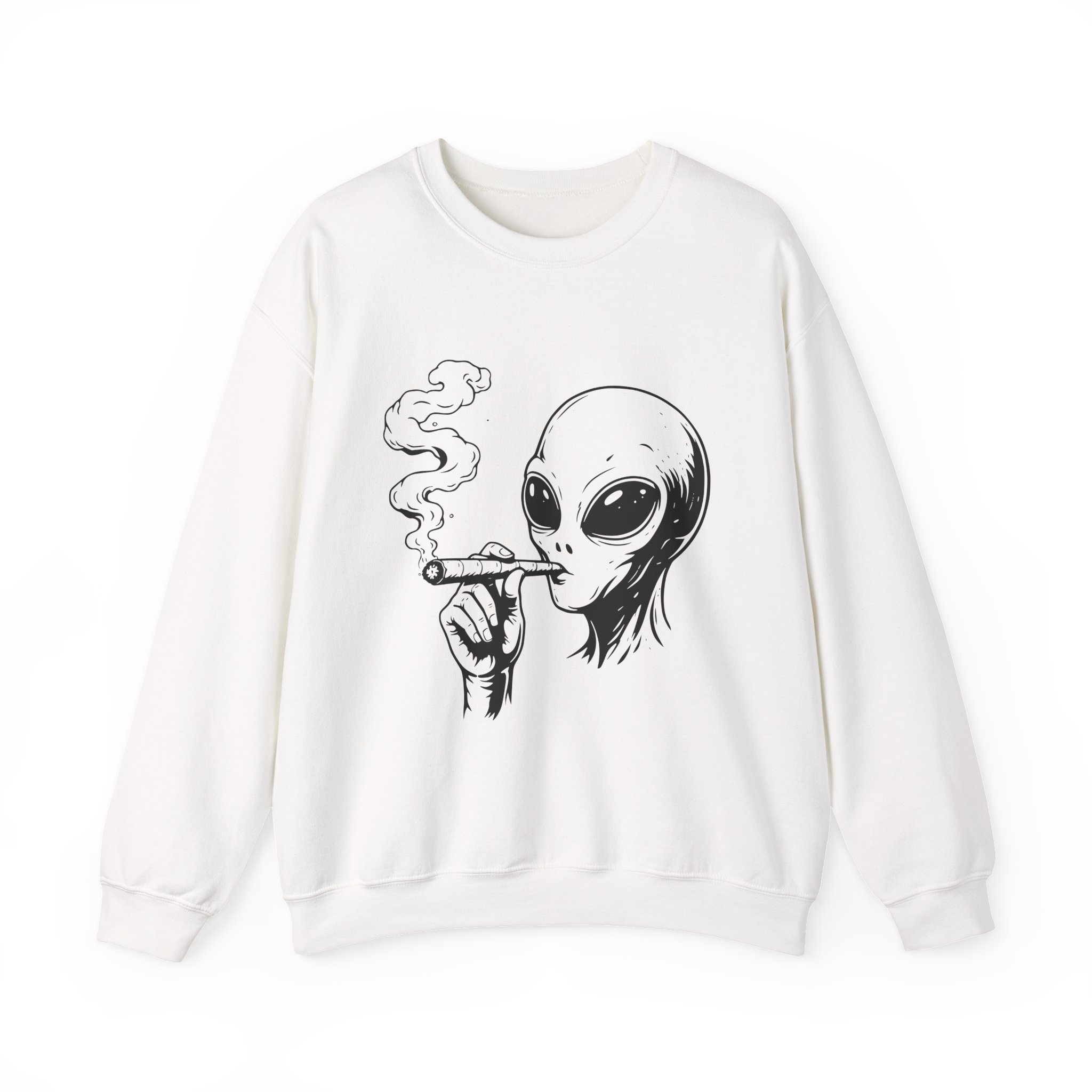 Alien Smoking Graphic Sweatshirt – Edgy Streetwear Soft Fleece Unisex Pullover