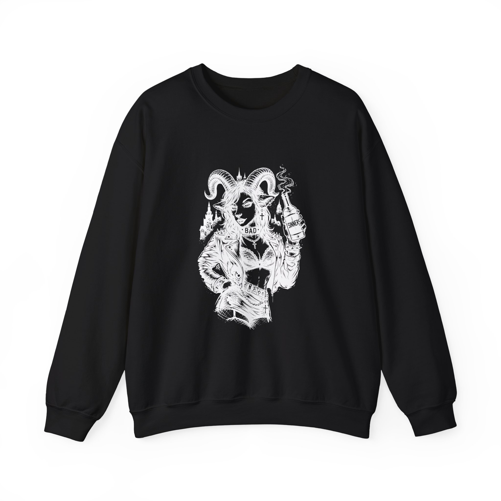 Demonic Goth Goat Sweatshirt – Soft Fleece Unisex Crewneck, Dark Gothic Occult Graphic Streetwear Pullover 7 Demonic Goth Goat Sweatshirt – Soft Fleece Unisex Crewneck, Dark Gothic Occult Graphic Streetwear Pullover - Image 6