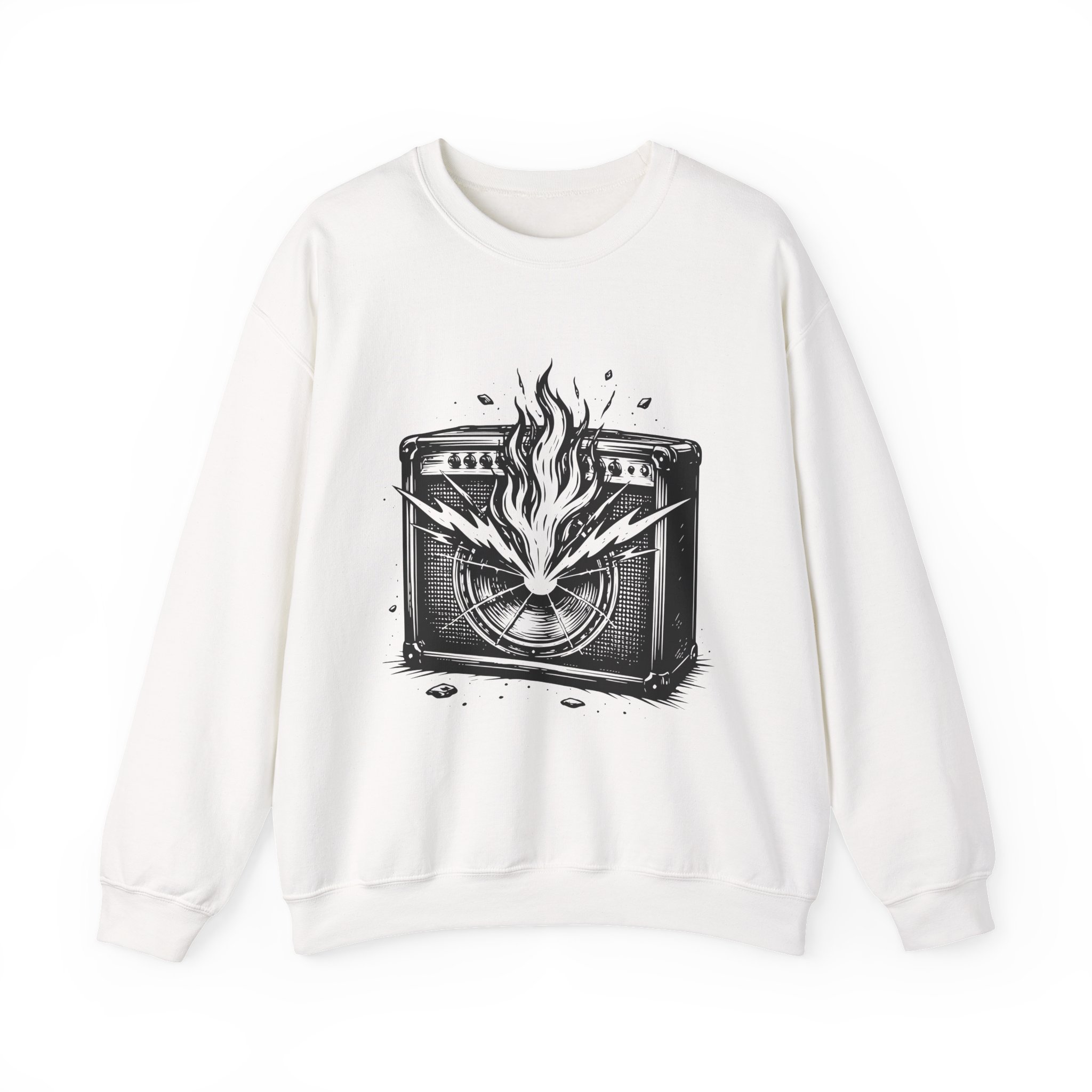 Unisex Soft Fleece Graphic Sweatshirt – Street Punk Boombox Print, Cozy Winter Pullover, Durable Print, Relaxed Fit