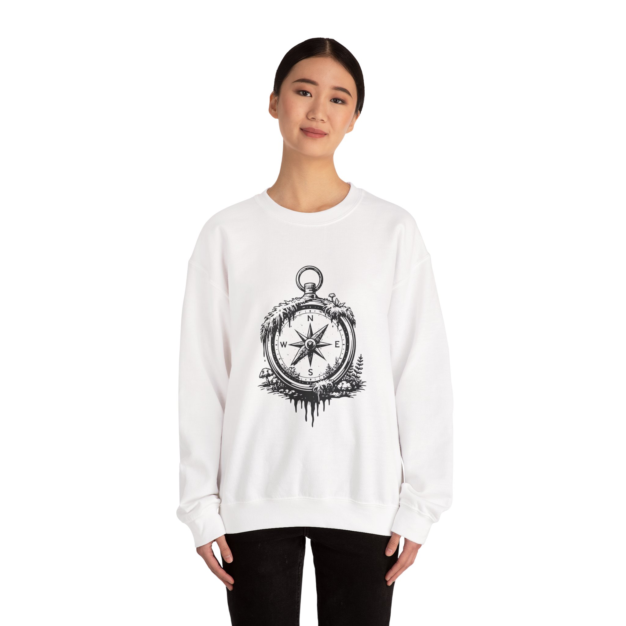 Nature Compass Sweatshirt – Soft Fleece Unisex Crewneck, Outdoor Adventure Compass Graphic Pullover 3 Nature Compass Sweatshirt – Soft Fleece Unisex Crewneck, Outdoor Adventure Compass Graphic Pullover - Image 2