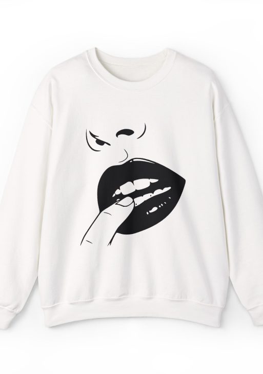 Finger Biting Graphic Sweatshirt – Dark Aesthetic Soft Fleece Unisex Streetwear Crewneck