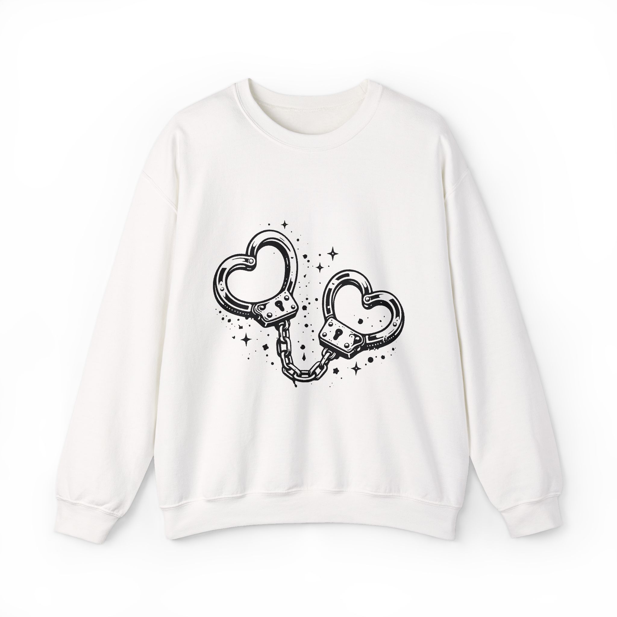 Love Cuff Valentine’s Day Sweatshirt – Romantic Handcuff Heart Design, February 14 Couple Love Gift Unisex Crewneck