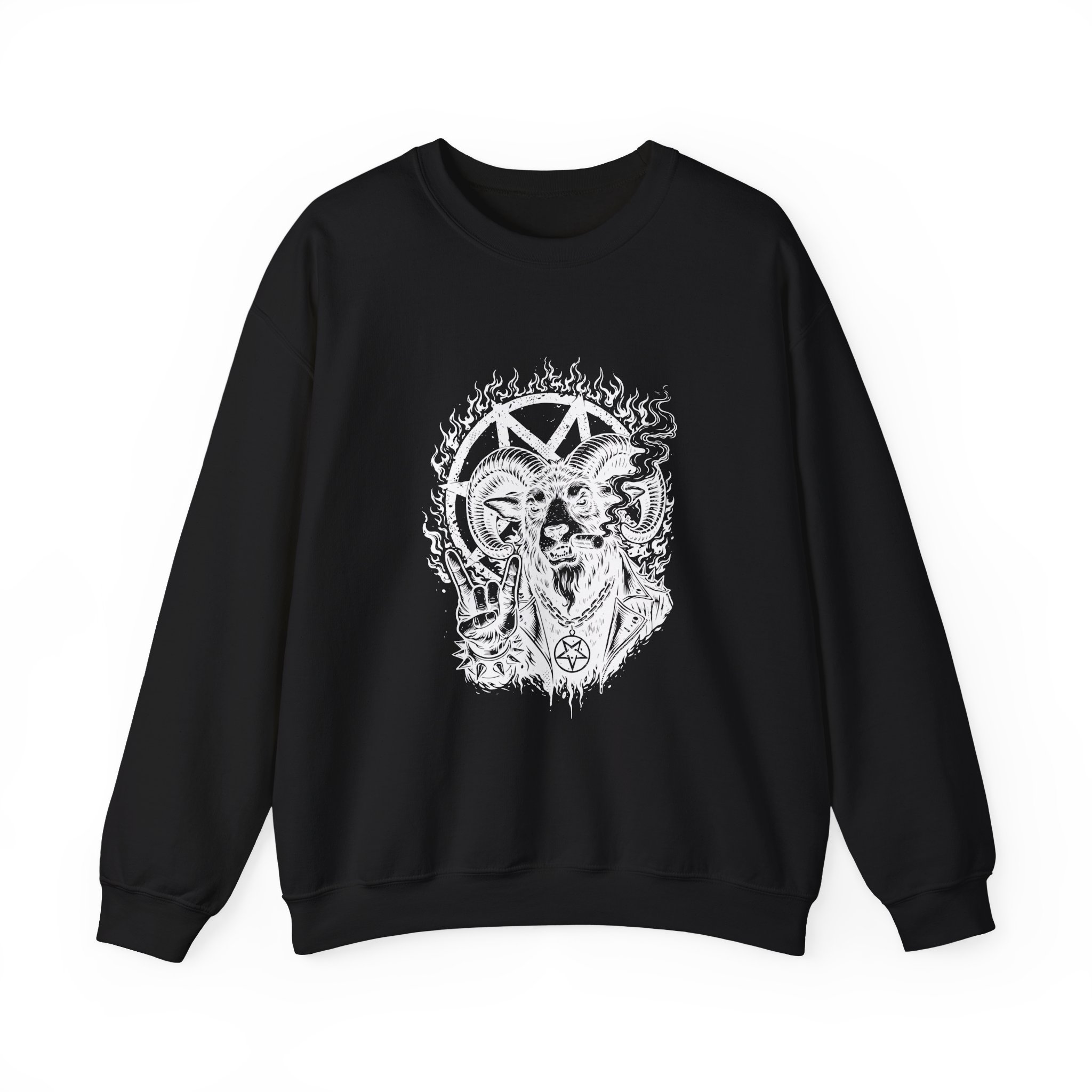 Demonic Goat Sweatshirt – Soft Fleece Unisex Crewneck, Occult Gothic Graphic Dark Streetwear Pullover 7 Demonic Goat Sweatshirt – Soft Fleece Unisex Crewneck, Occult Gothic Graphic Dark Streetwear Pullover - Image 6
