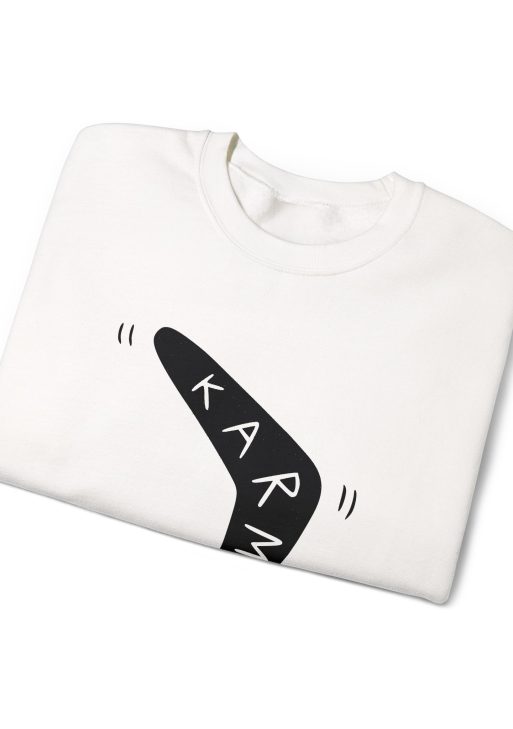 Karma Boomerang Sweatshirt – Soft Fleece Graphic Crewneck, What Goes Around Comes Around Unisex Pullover