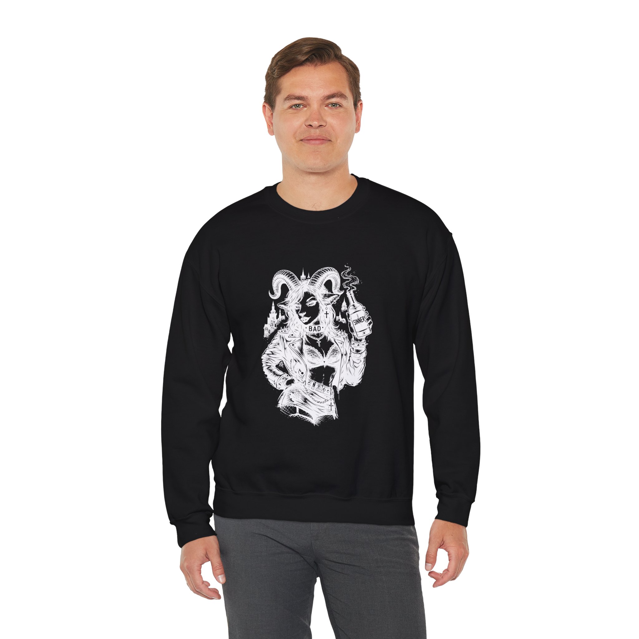Demonic Goth Goat Sweatshirt – Soft Fleece Unisex Crewneck, Dark Gothic Occult Graphic Streetwear Pullover 10 Demonic Goth Goat Sweatshirt – Soft Fleece Unisex Crewneck, Dark Gothic Occult Graphic Streetwear Pullover - Image 9