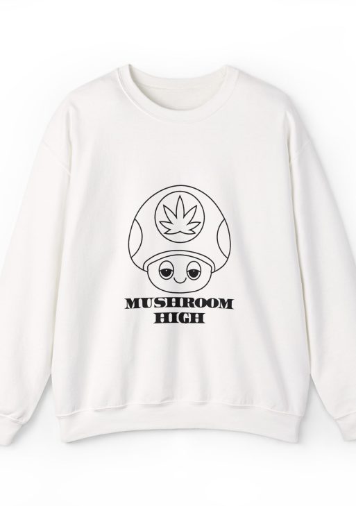 Mushroom High Graphic Sweatshirt – Soft Fleece Crewneck, Psychedelic Trippy Unisex Pullover