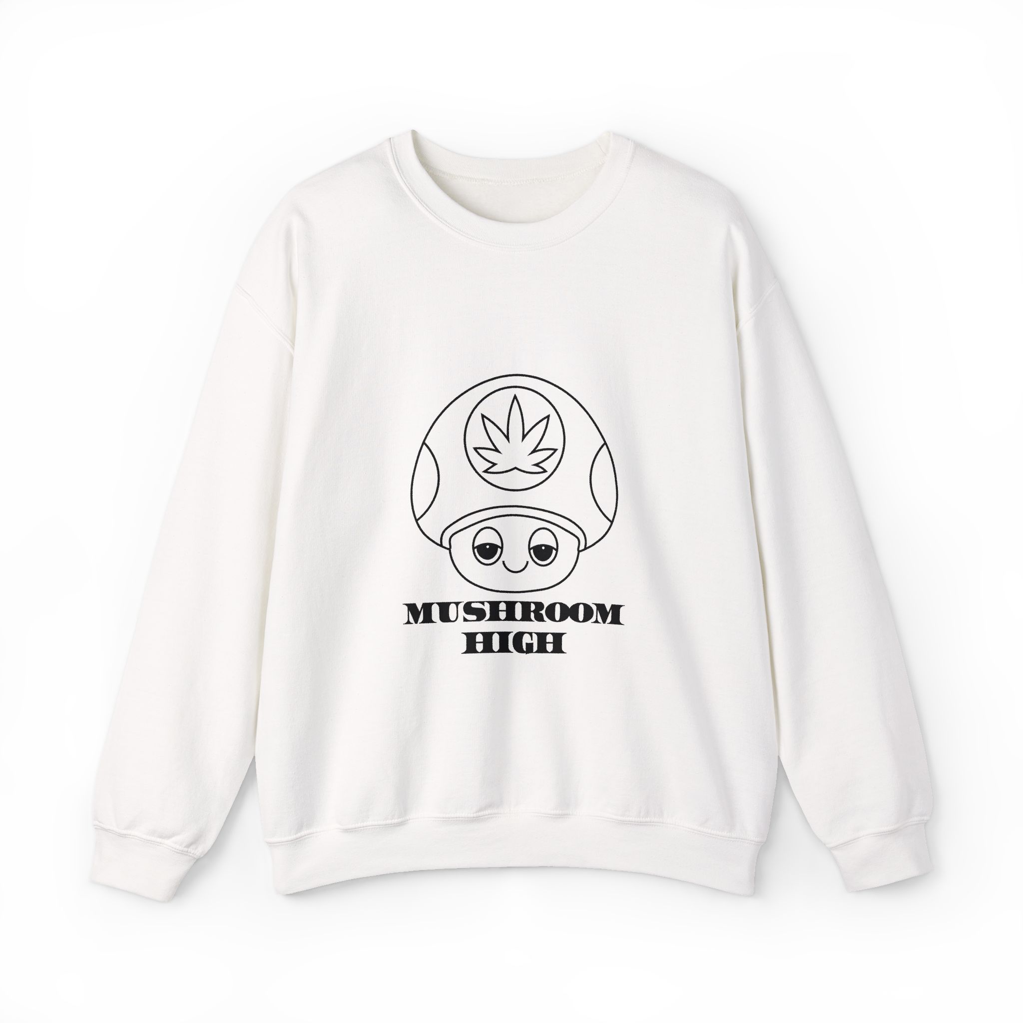 Mushroom High Graphic Sweatshirt – Soft Fleece Crewneck, Psychedelic Trippy Unisex Pullover