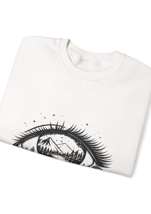 Nature Eye Sweatshirt – Soft Fleece Unisex Crewneck, Mystical Nature Eye Graphic Cozy Pullover