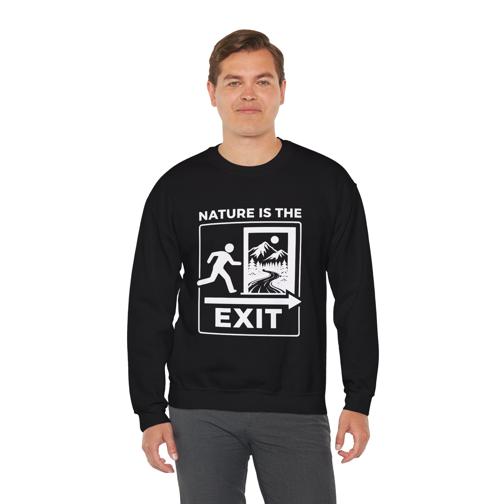Nature Is The Exit Sweatshirt – Soft Fleece Unisex Crewneck, Nature Quote Graphic Cozy Pullover 10 Nature Is The Exit Sweatshirt – Soft Fleece Unisex Crewneck, Nature Quote Graphic Cozy Pullover - Image 9